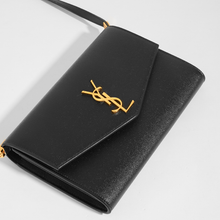 Load image into Gallery viewer, SAINT LAURENT Uptown Mini Crossbody in Black Grained Leather