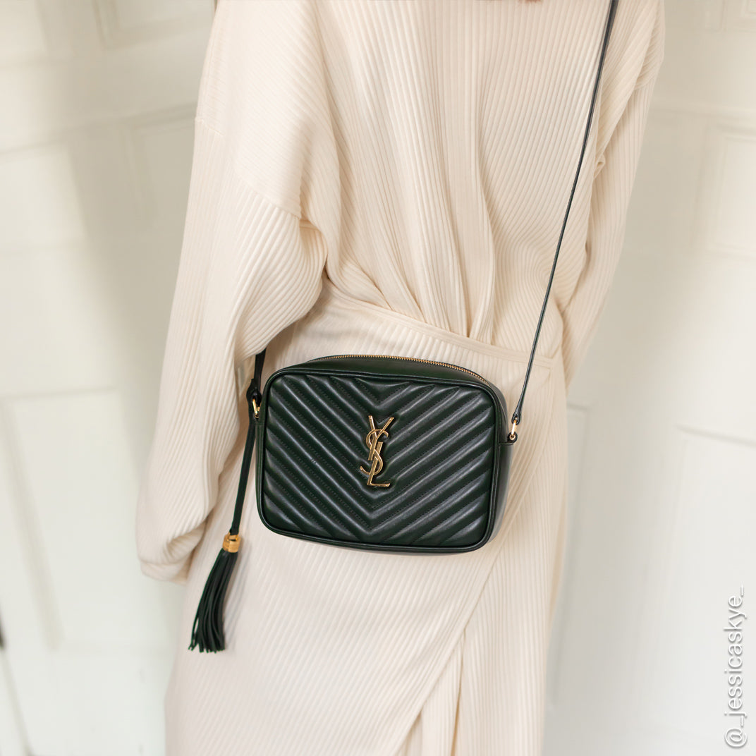 Lou Camera Bag in Dark Green Matelassé Leather