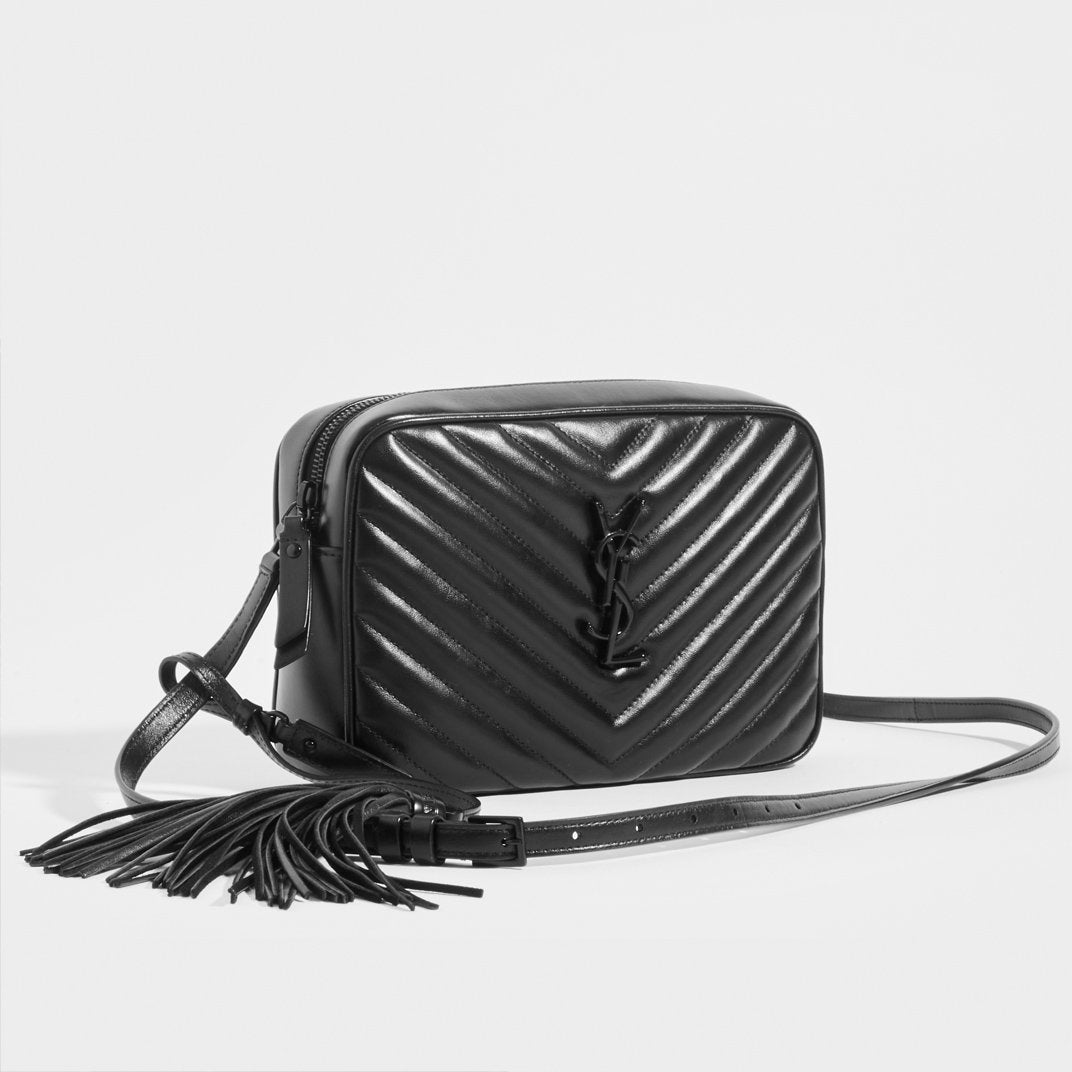 Saint Laurent Lou Matelassé Leather Camera Bag in Black