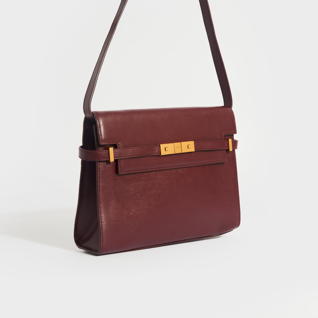Manhattan Leather Shoulder Bag in Bordeaux