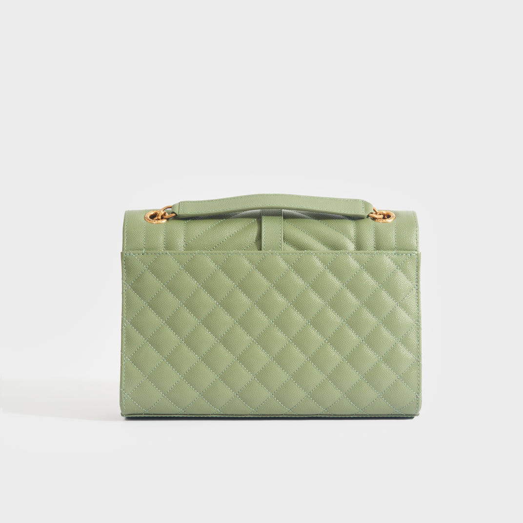 Saint Laurent Monogram Matelassé Card Holder In Green