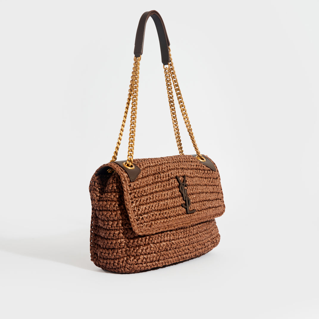 Medium niki raffia shoulder bag - Saint Laurent - Women