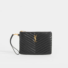 Load image into Gallery viewer, SAINT LAURENT Monogramme Quilted Pouch in Black Leather