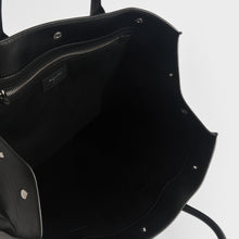 Load image into Gallery viewer, Inside shot of Saint Laurent Rive Gauche tote bag in black leather with silver hardware