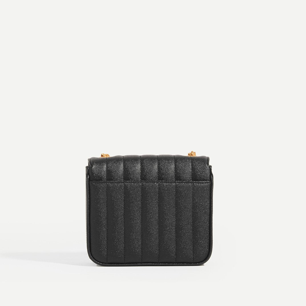 SAINT LAURENT Vicky Grained Leather Crossbody in Black COCOON