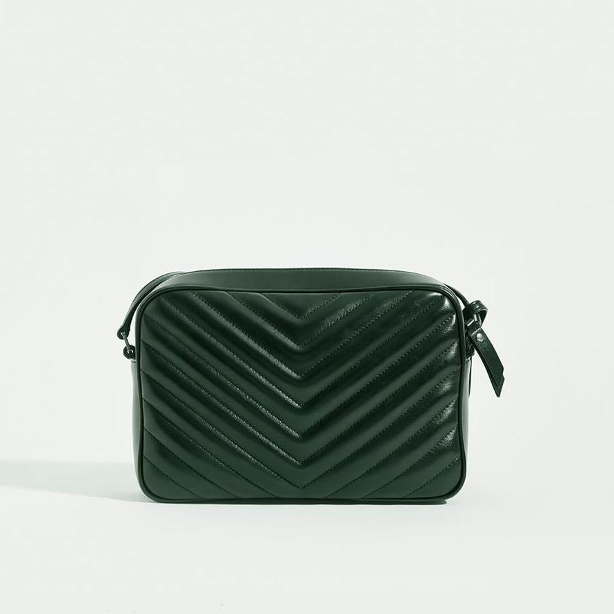 Lou Camera Bag in Dark Green Matelassé Leather