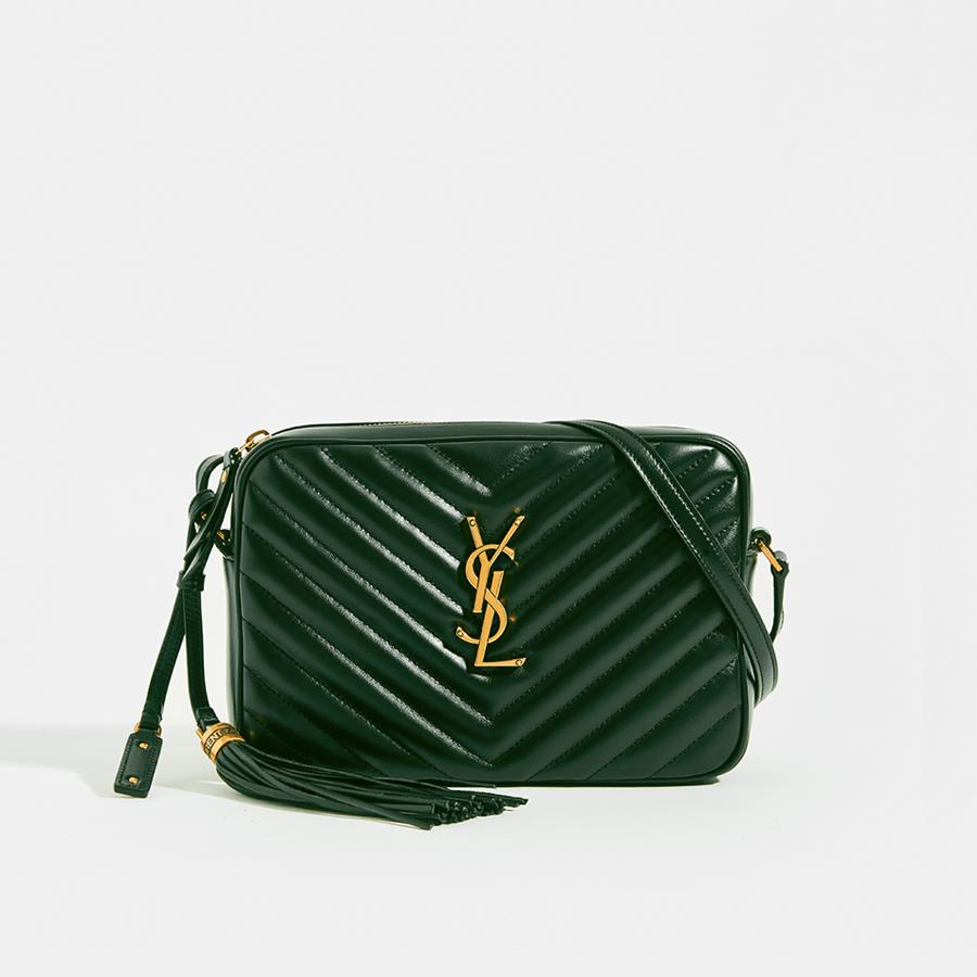 Lou Camera Bag in Dark Green Matelassé Leather
