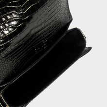 Load image into Gallery viewer, SAINT LAURENT Le 61 Framed Small Saddle Bag in Mock-Croc Leather in Black