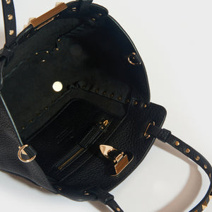 VALENTINO Garavani Mini Rockstud Leather Tote Bag in Black
