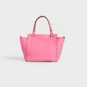 VALENTINO Garavani Mini Rockstud Leather Tote Bag in Dawn Pink