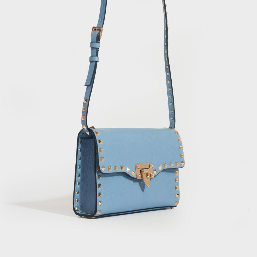 Valentino Blue Leather Rockstud Crossbody Bag