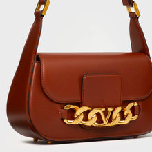 Load image into Gallery viewer, VALENTINO Medium V-Logo Chain Leather Shoulder Bag in Brown