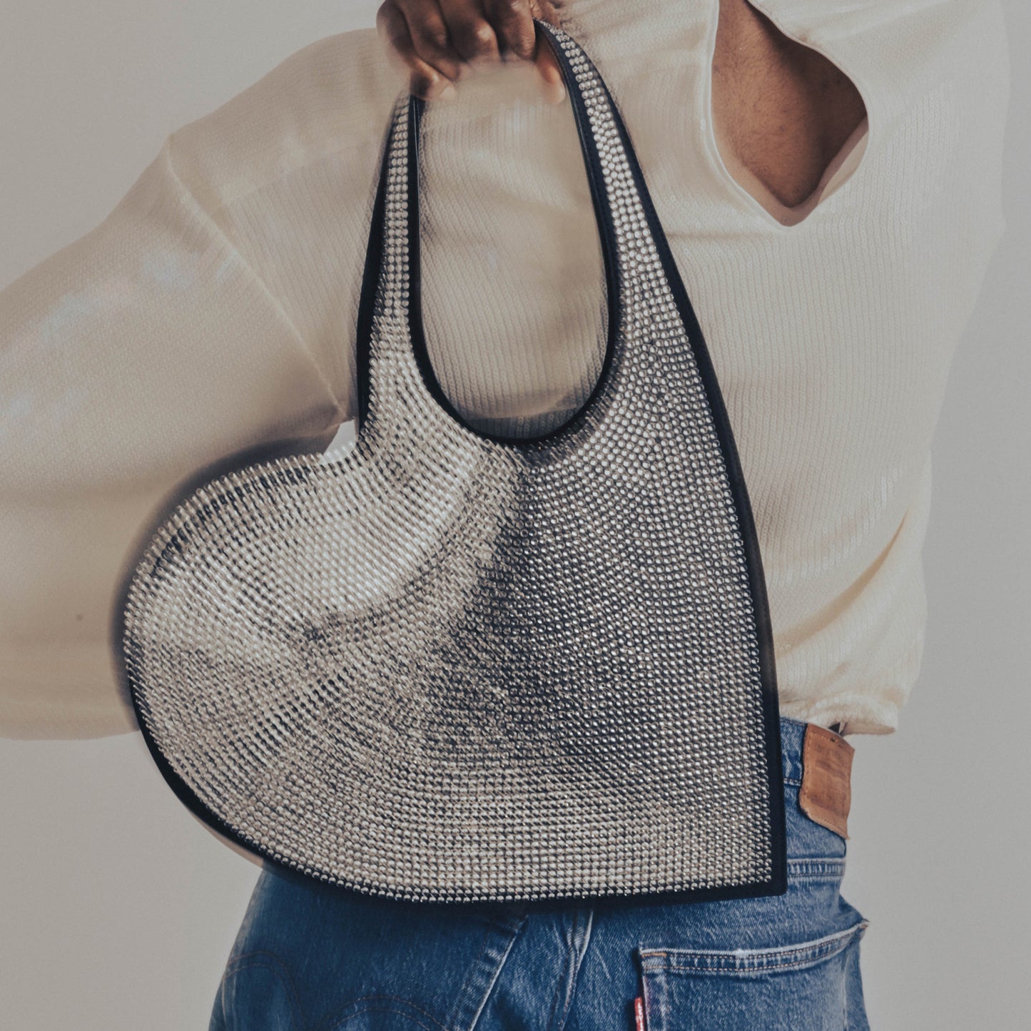 Mini Heart Crystal-Embellished Leather Tote Bag [ReSale]