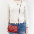 Classic Wallet on Chain in Dark Red Leather