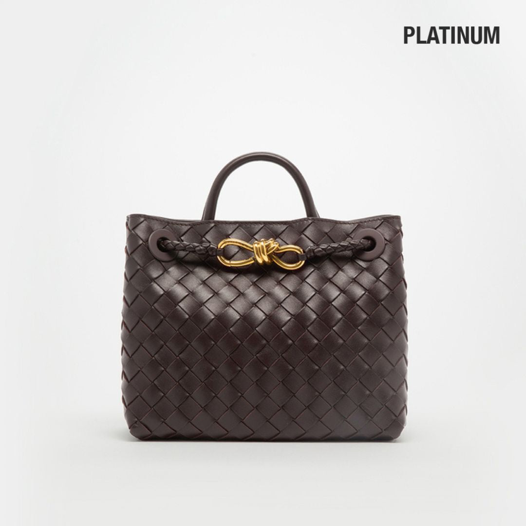 Small Andiamo Intrecciato Leather Bag in Fondant