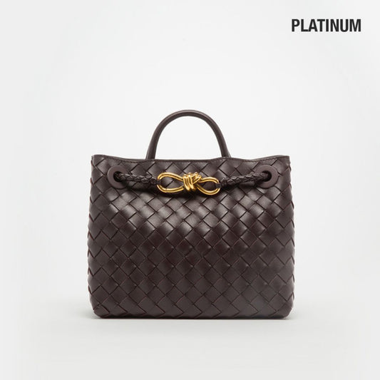 Small Andiamo Intrecciato Leather Bag in Fondant