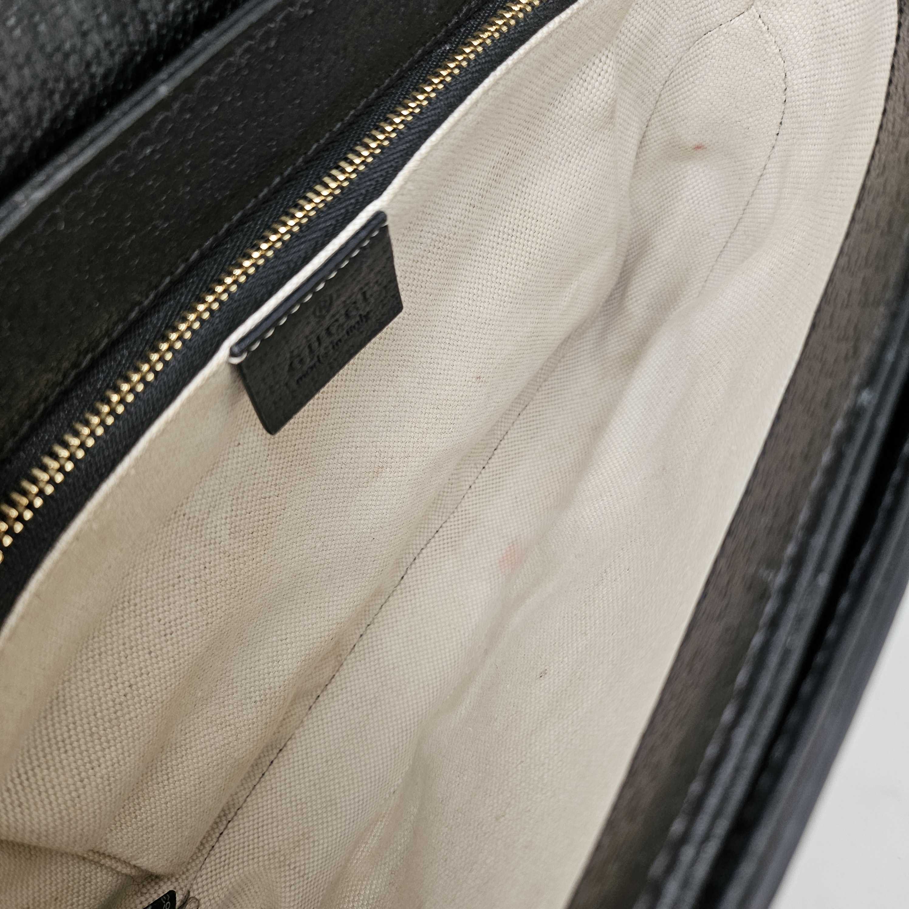 Horsebit 1955 GG Supreme Shoulder Bag in Black and Ivory Denim [ReSale]