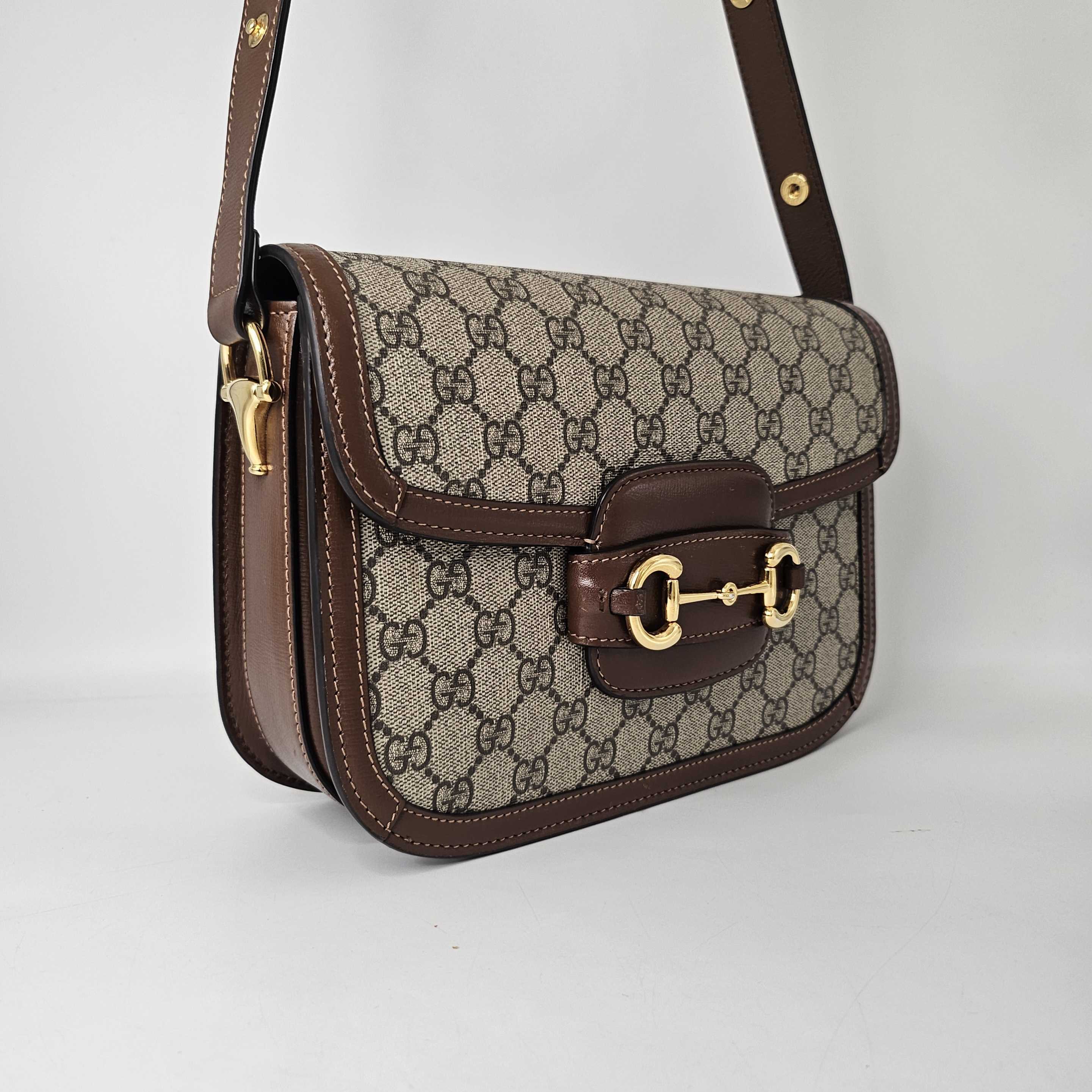Horsebit 1955 GG Supreme Shoulder Bag with Brown Leather Trim [ReSale]