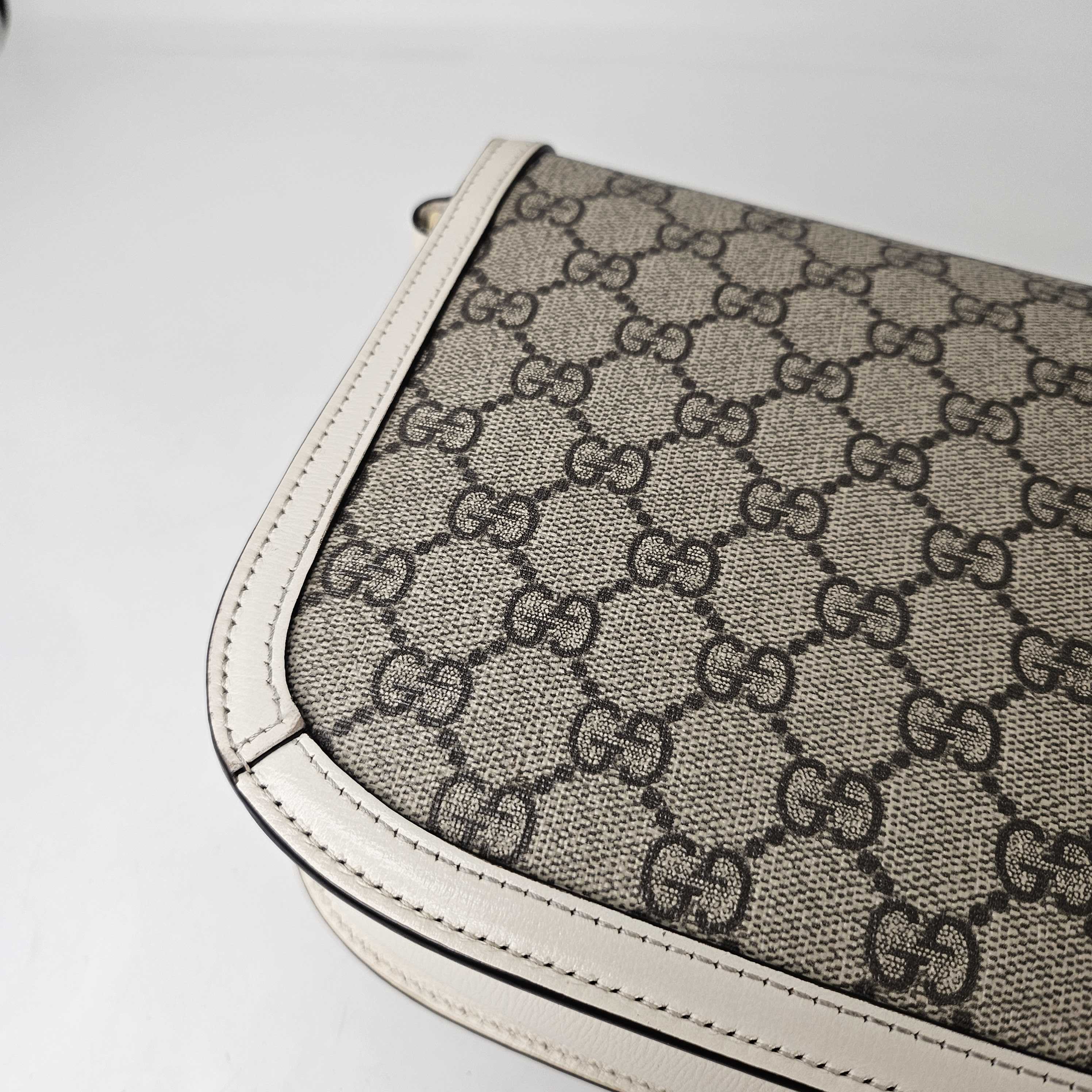 Horsebit 1955 GG Supreme Shoulder Bag with White Leather Trim [ReSale]