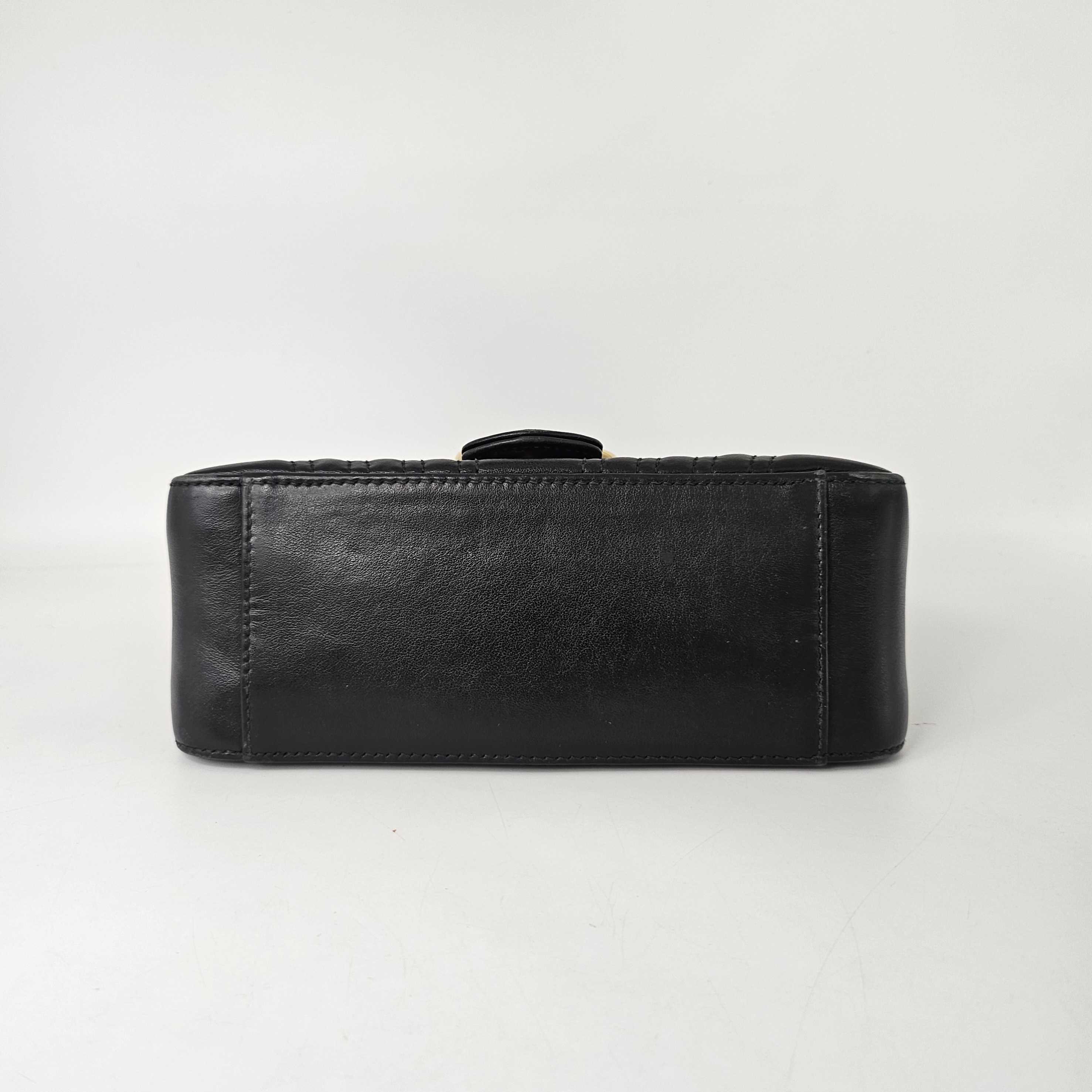 GG Marmont Mini Top Handle Bag in Quilted Black Leather [ReSale]