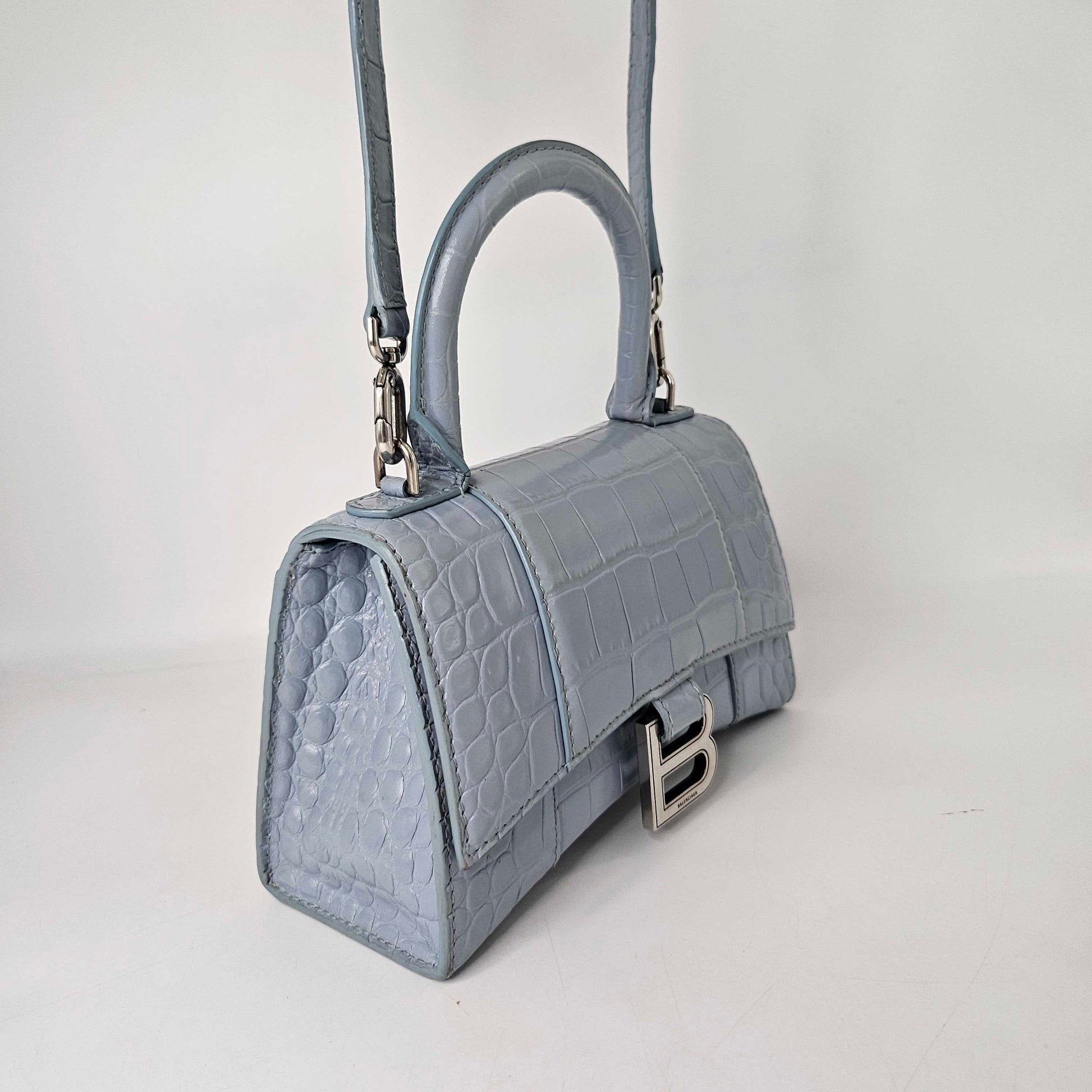 BALENCIAGA XS Hourglass Bag in Blue Grey COCOON ReSale
