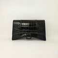 Hourglass Chain Bag in Black Shiny Crocodile Embossed Calfskin [ReSale]