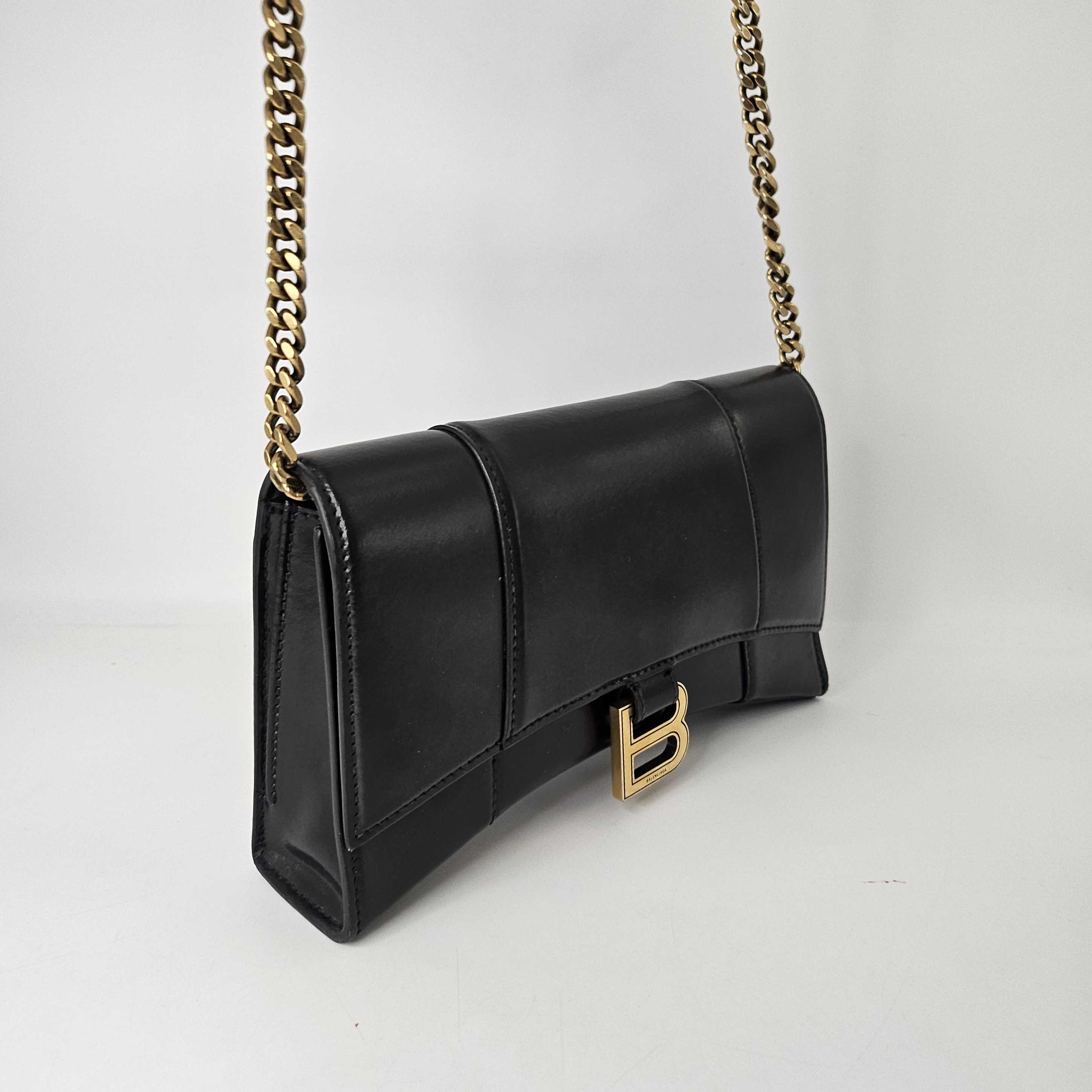 【BALENCIAGA】 Hourglass Handbag ★関税送料込み Balenciaga Hourglass Calfskin Crossbody Handbag (Shoulder