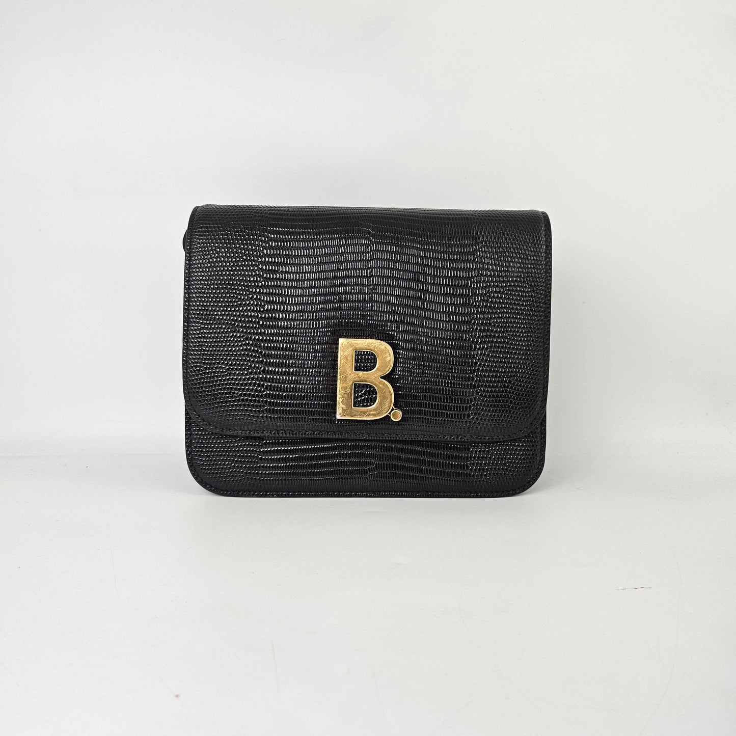 B Small Lizard Effect Cross-body Bag in Black [ReSale]