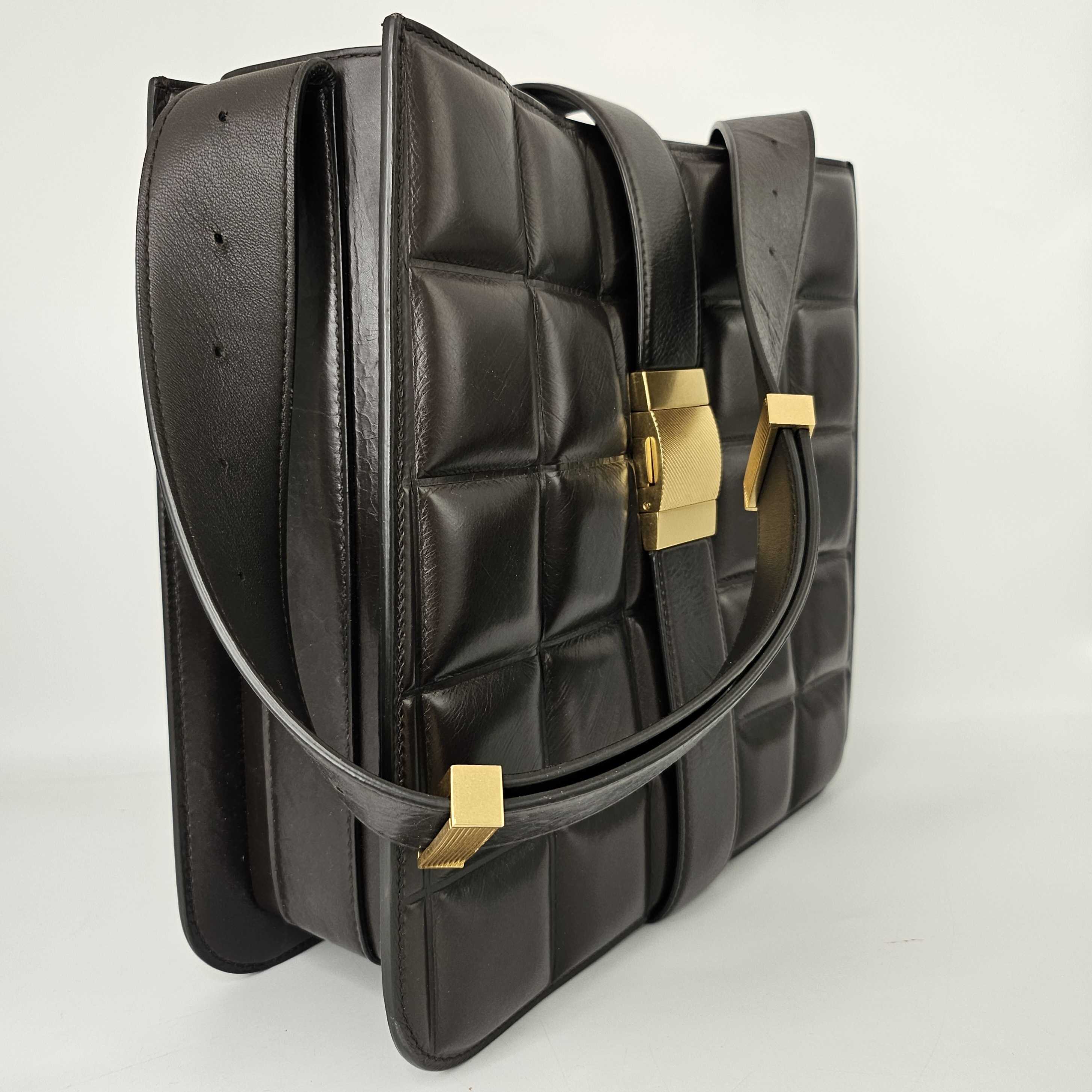 The Padded Marie Leather Shoulder Bag in Fondente [ReSale]