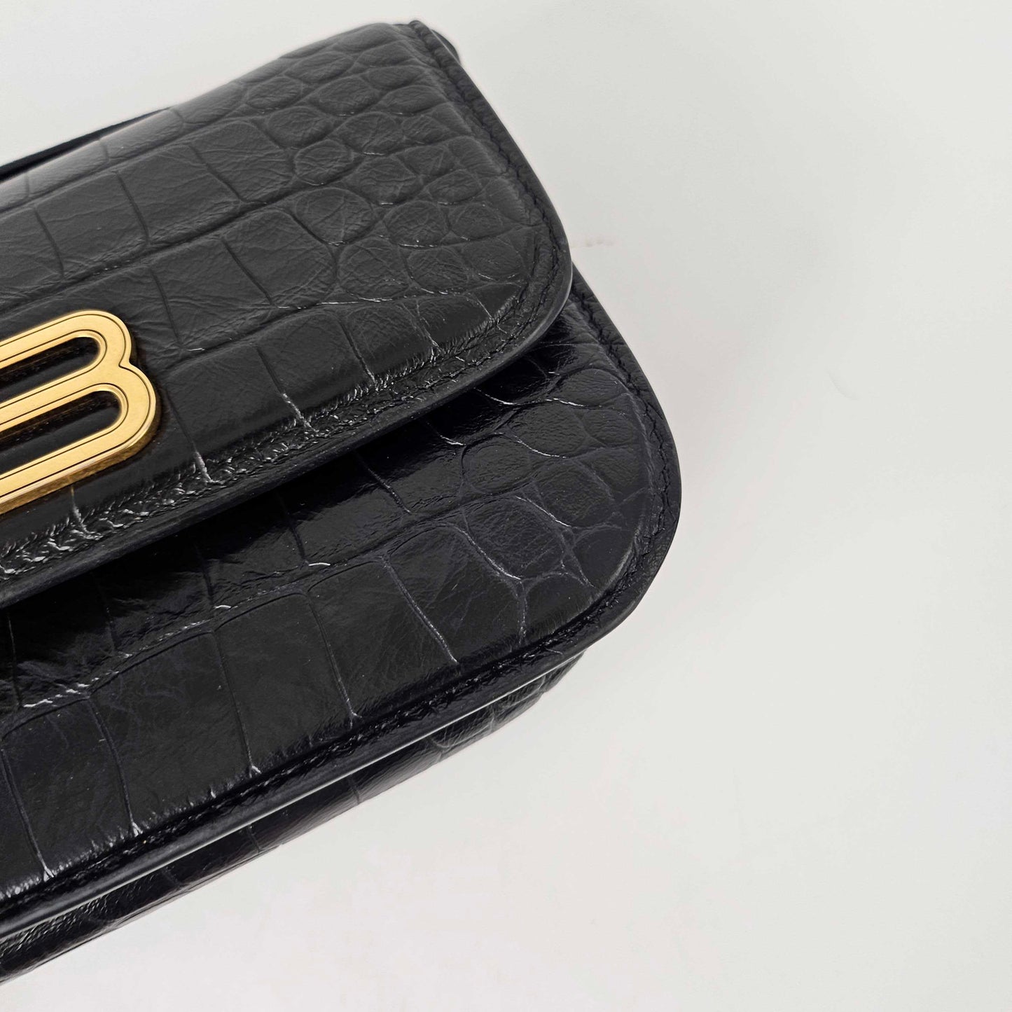 Gossip Small Croc-Effect Leather Shoulder Bag in Black [ReSale]