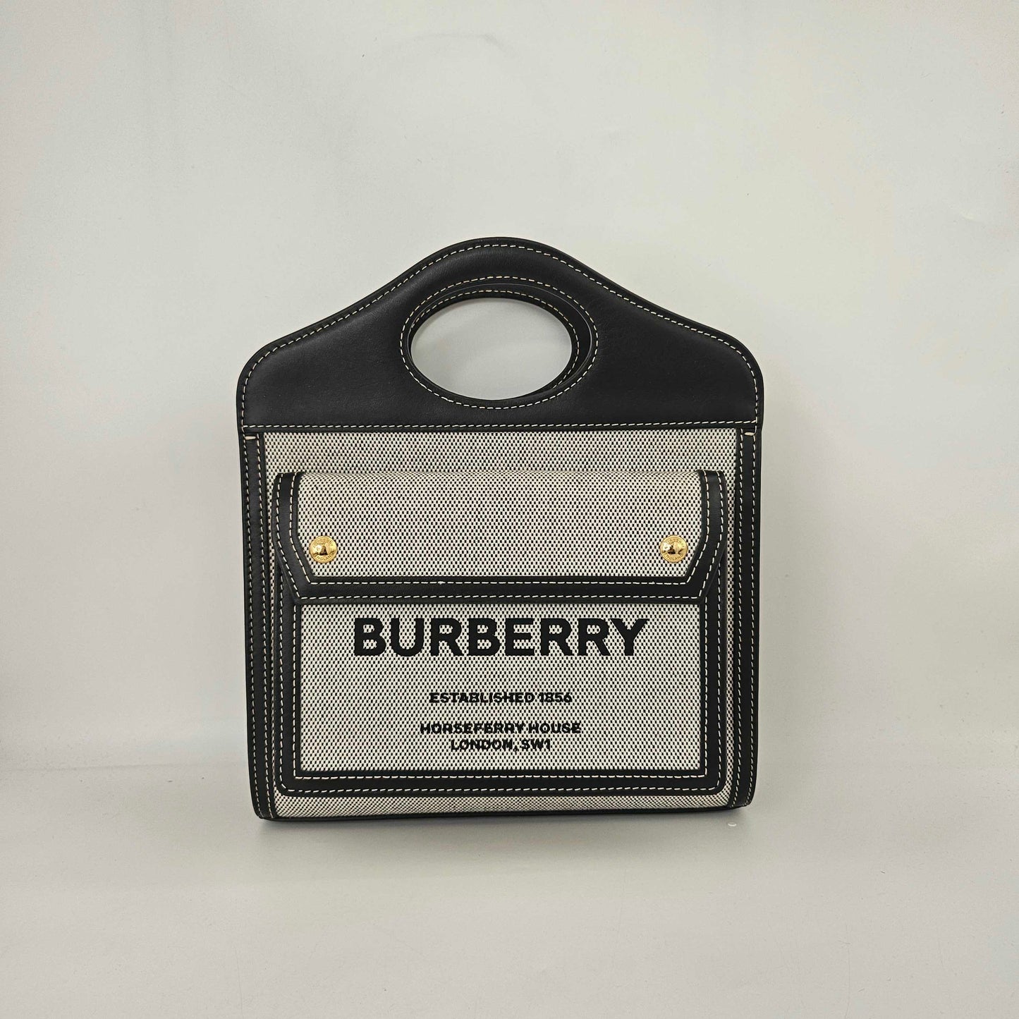 Mini Tri-Colour Canvas & Leather Pocket Bag in Grey [ReSale]