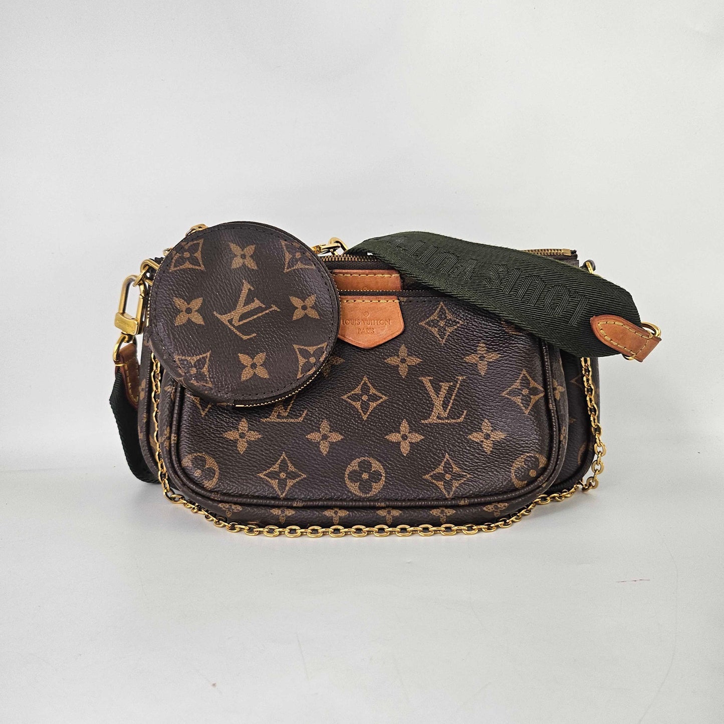 Multi Pochette Accessories Bag with Khaki Strap [ReSale]