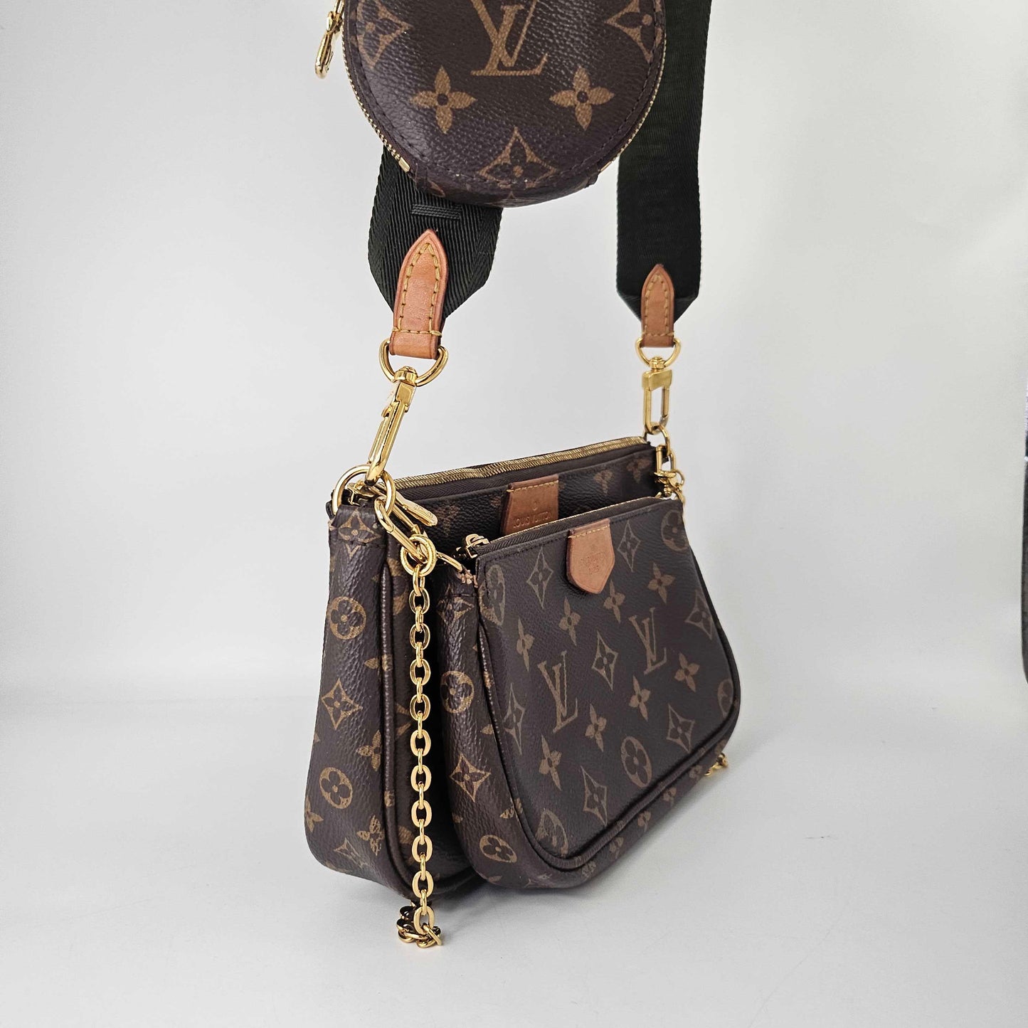 Multi Pochette Accessories Bag with Khaki Strap [ReSale]