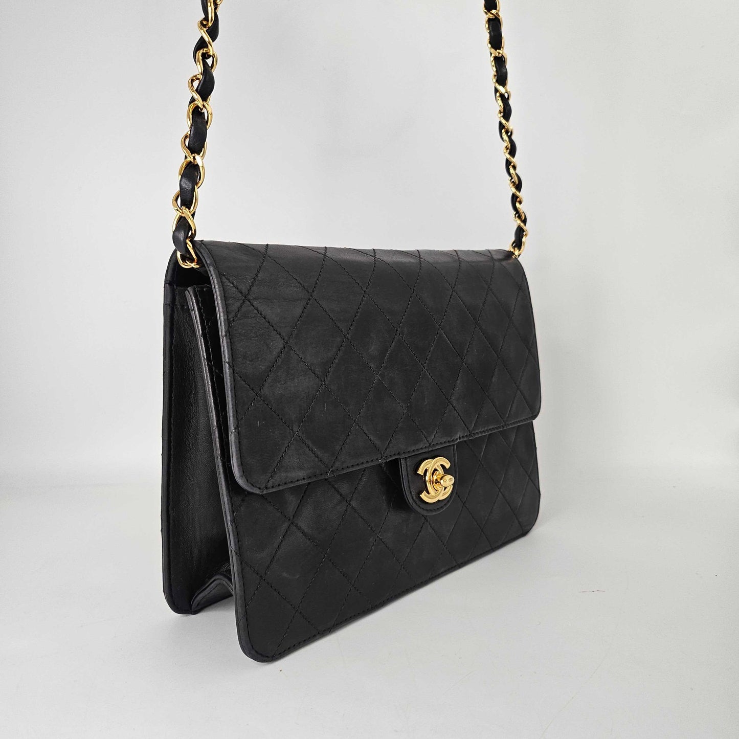 Vintage Quilted Lambskin Small Classic Single Flap Bag in Black 1994 - 1996