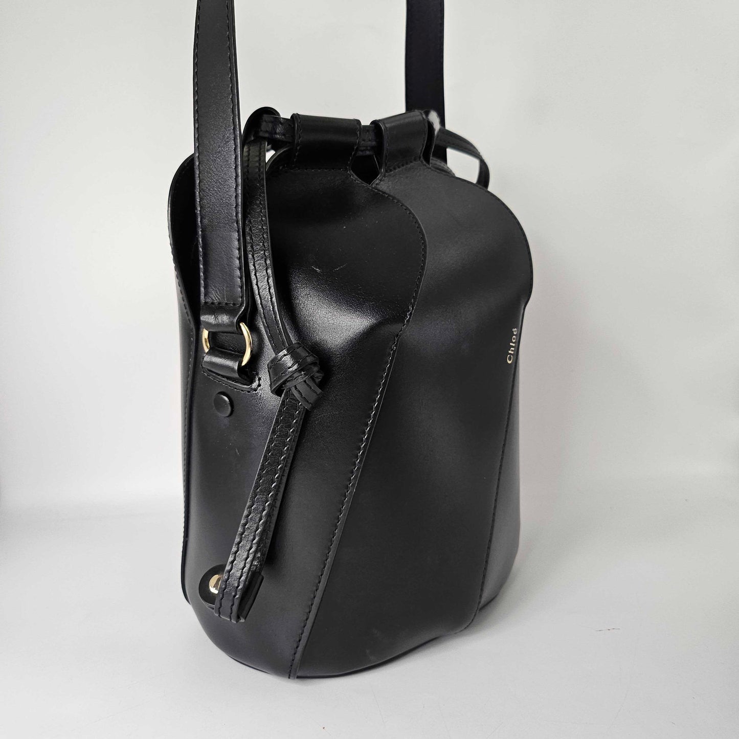 Small Tulip Leather Bucket Bag in Black [ReSale]