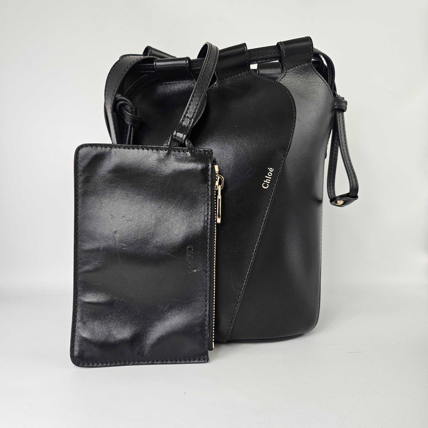 Small Tulip Leather Bucket Bag in Black [ReSale]
