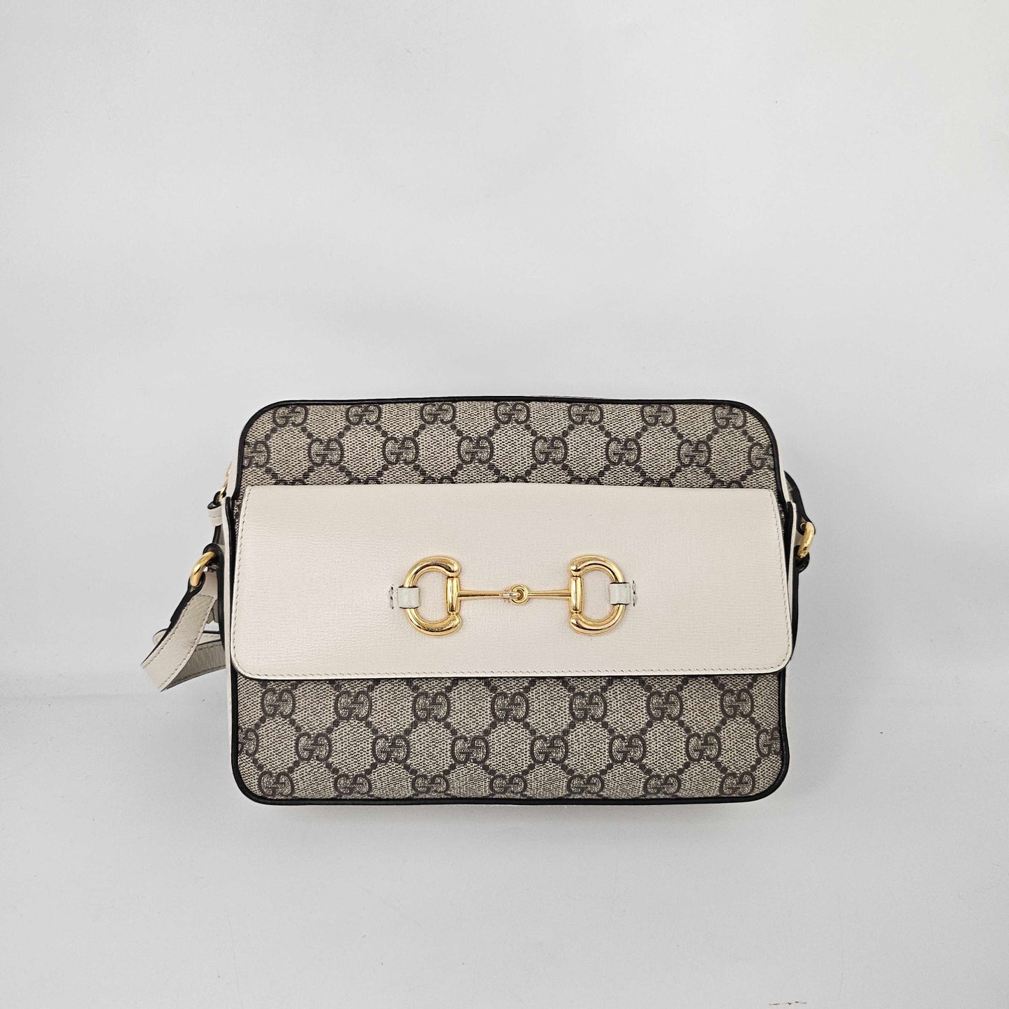 Horsebit 1955 GG Supreme Small Crossbody Bag with White Leather Trim [ReSale]