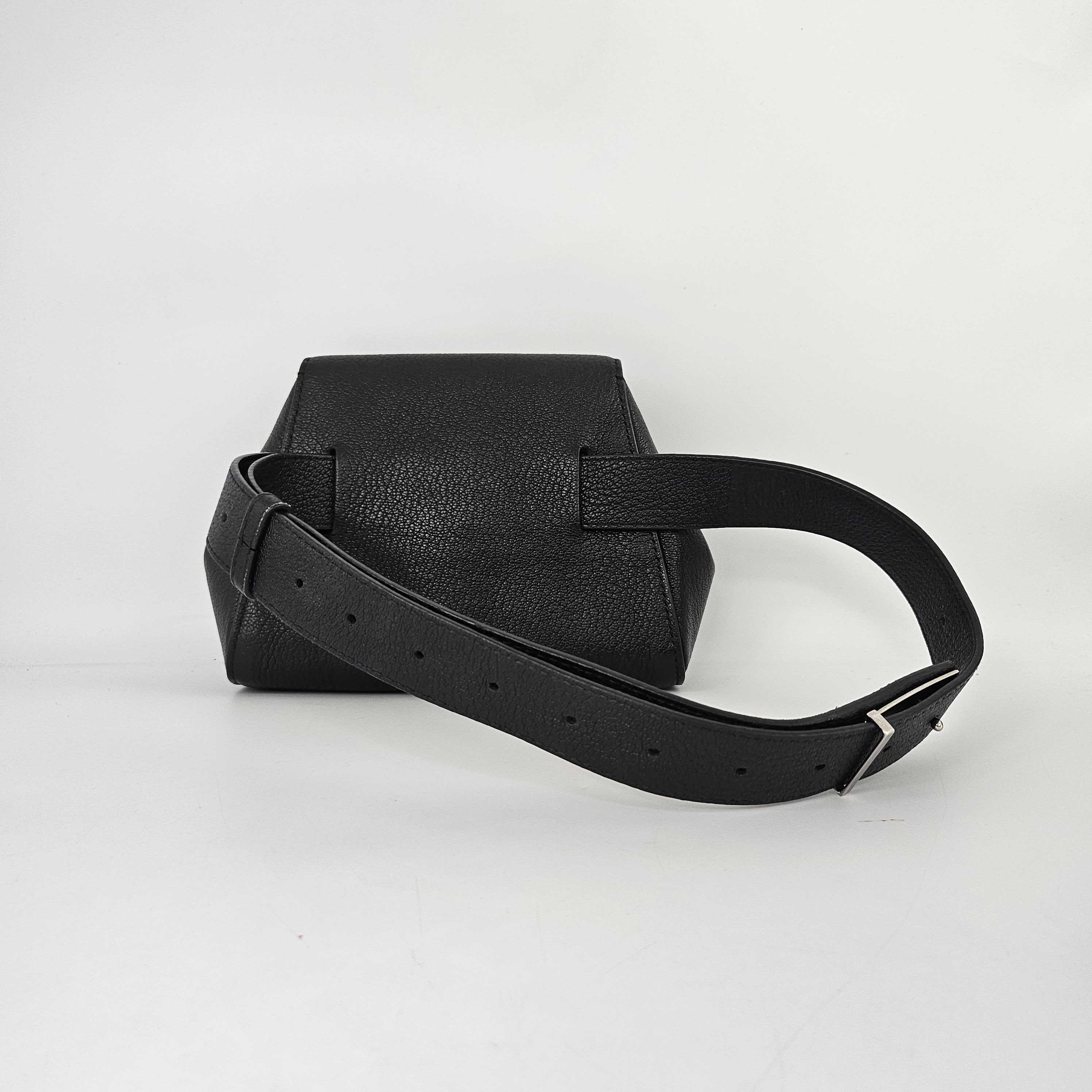 Geometric Leather Belt Bag in Black [ReSale]