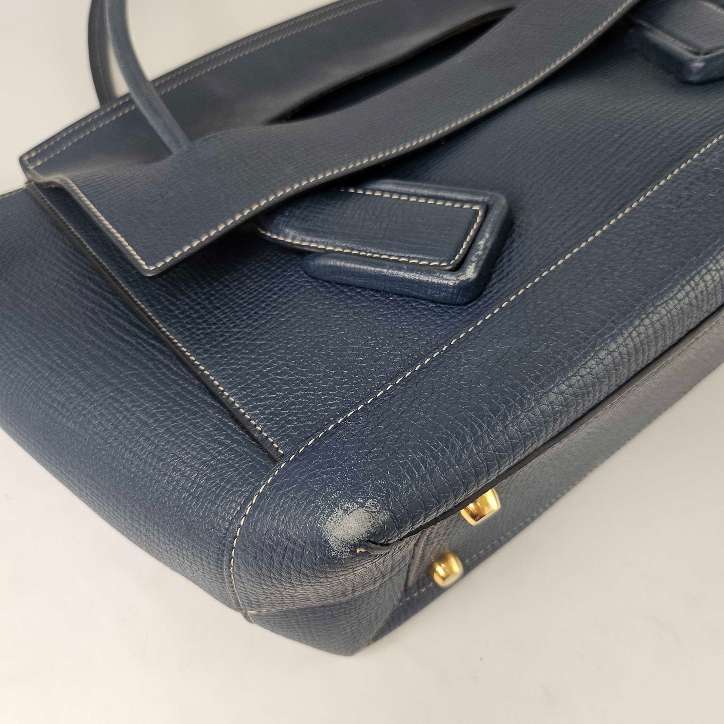 Arco Large Leather Tote Bag in Deep Blue [ReSale]