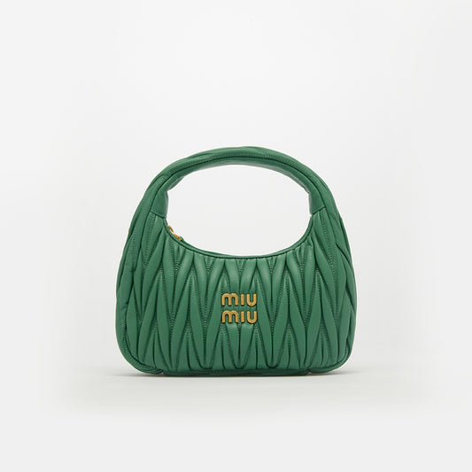 Wander Matelassé Leather Hobo Bag in Green