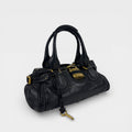 Paddington Shoulder Bag in Black Leather with Gold Hardware