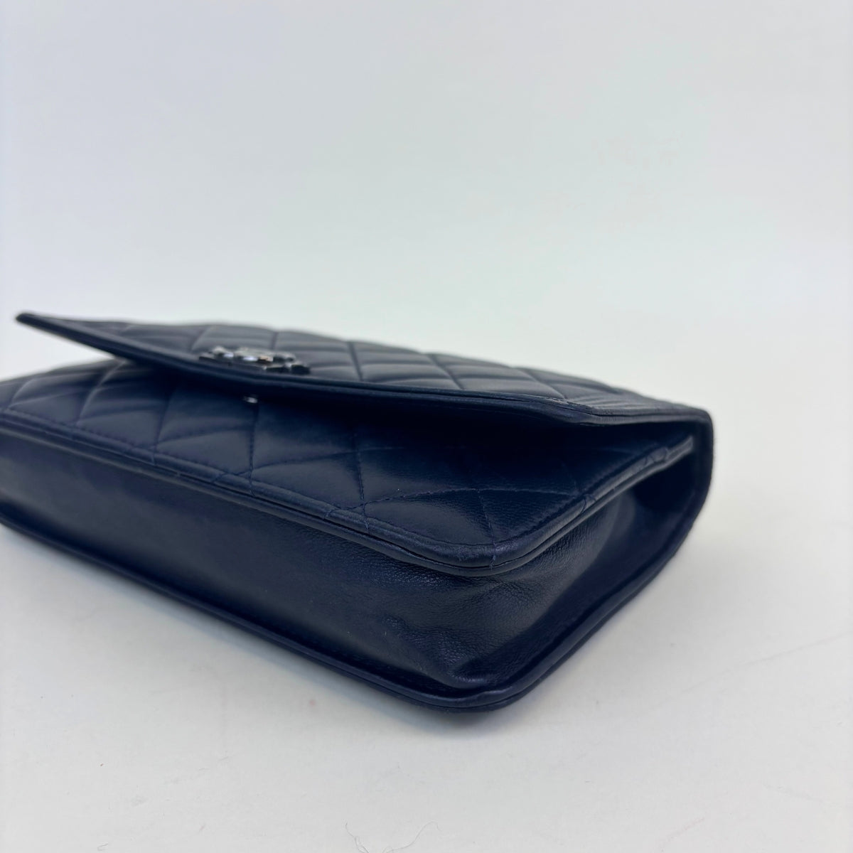 Boy Wallet On Chain in Navy Blue Lambskin Leather [ReSale]