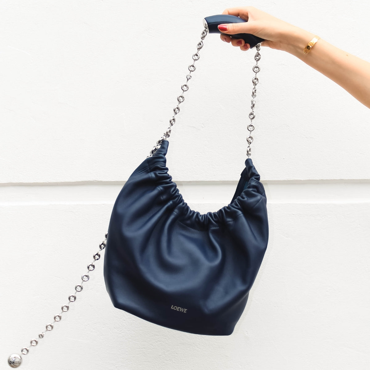 Small Squeeze Bag in Abyss Blue Nappa Leather