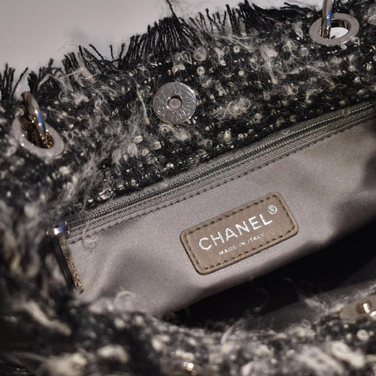 Tweedy Bon Bon Tote in Black Lambskin