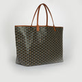 Saint Louis GM Canvas and Leather-Trim Tote in Black with Brown