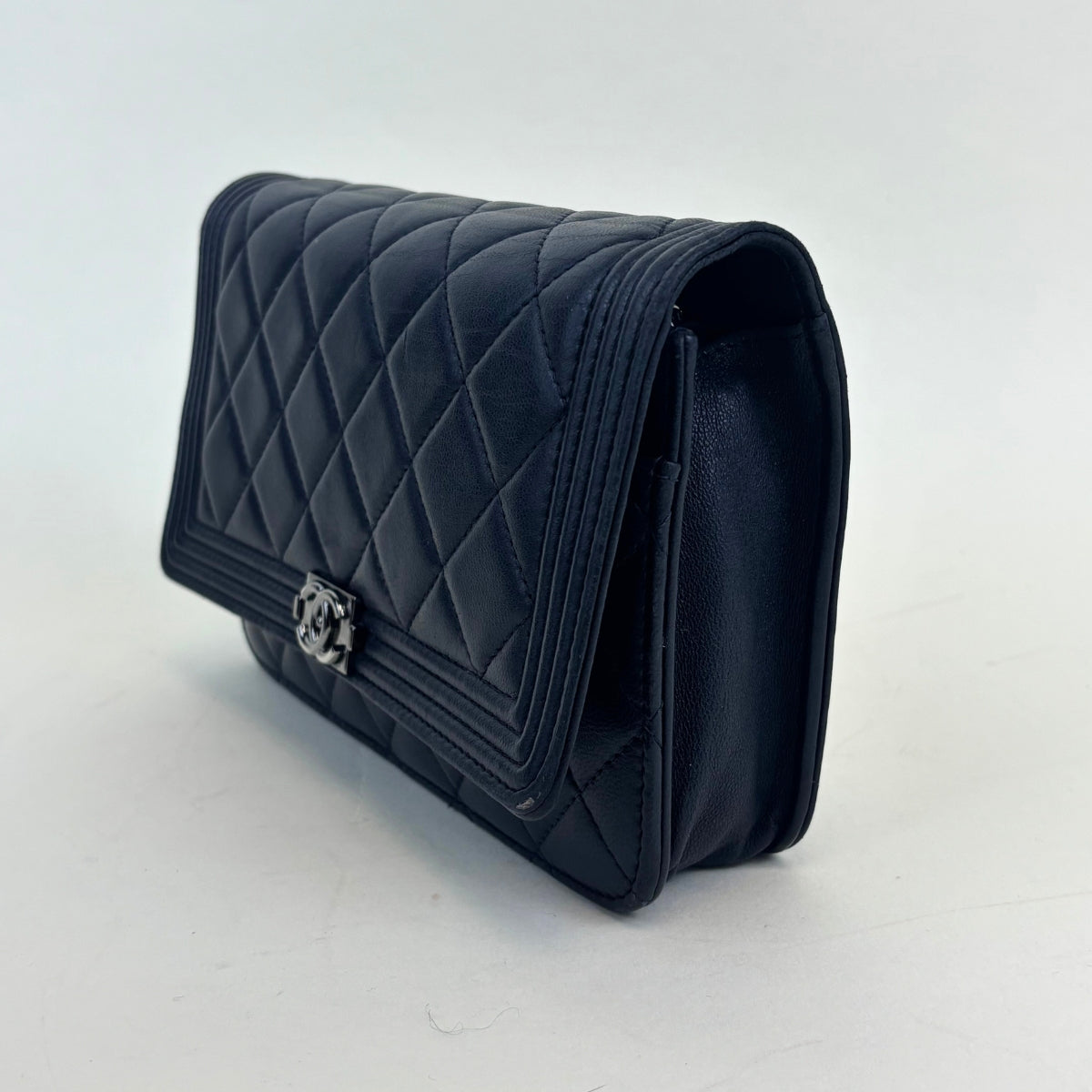 Boy Wallet On Chain in Navy Blue Lambskin Leather [ReSale]