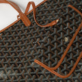 Saint Louis GM Canvas and Leather-Trim Tote in Black with Brown