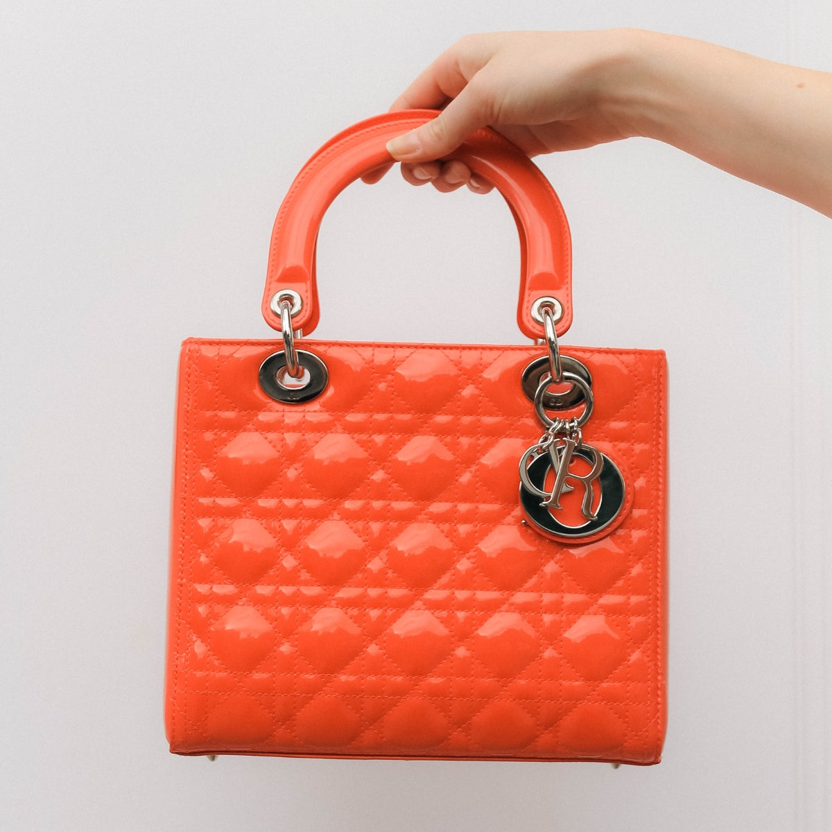 Medium Lady Dior in Coral Patent Leather 2012