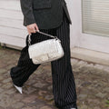 Small Zucca Baguette Bag in Silver Embossed Leather