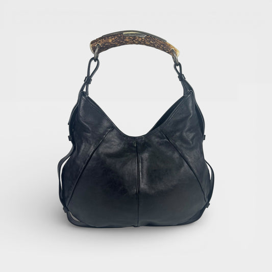 Mombasa Hobo Shoulder Bag in Black Leather